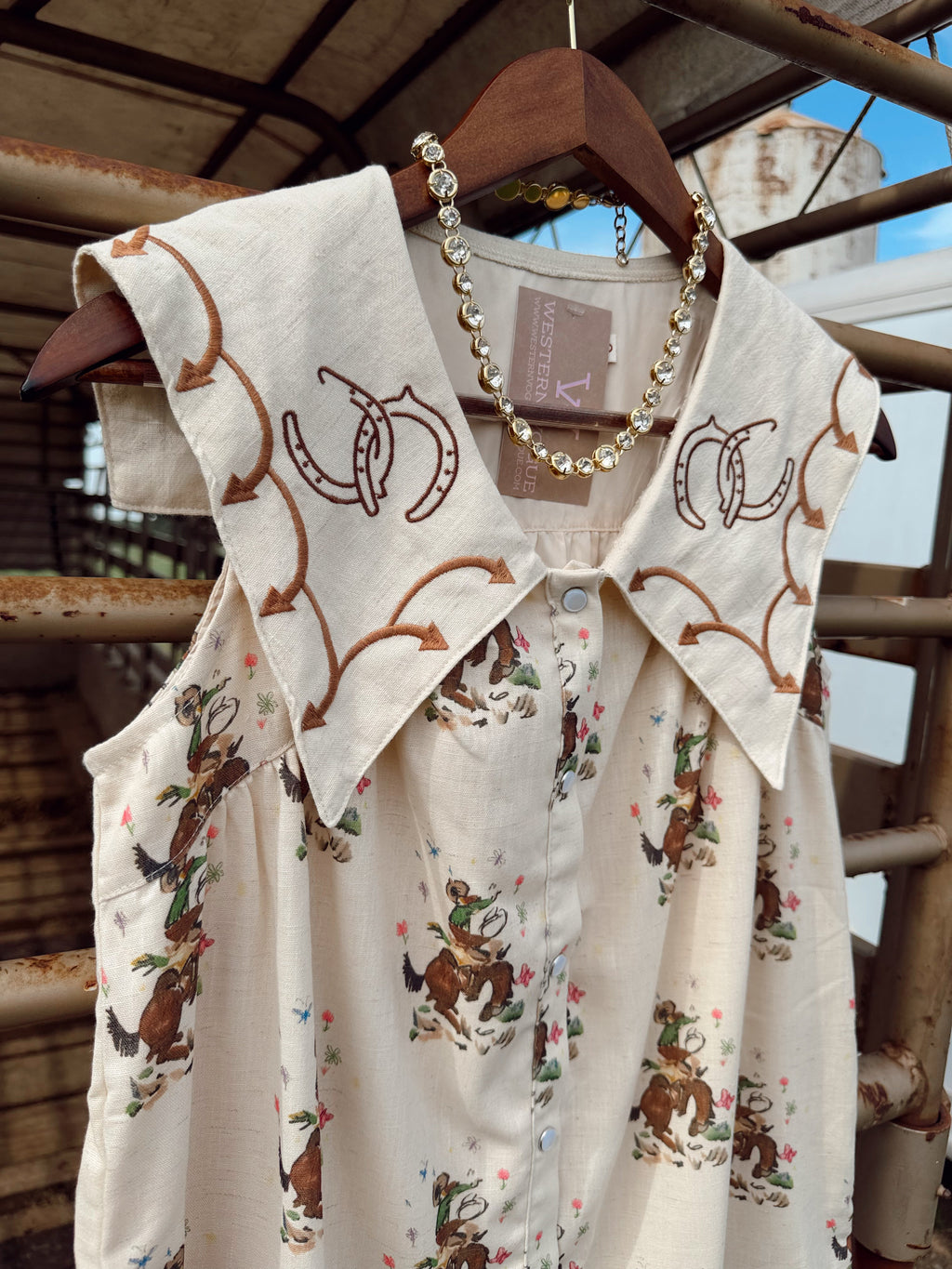 The Embroidered Cowboy Print Dress