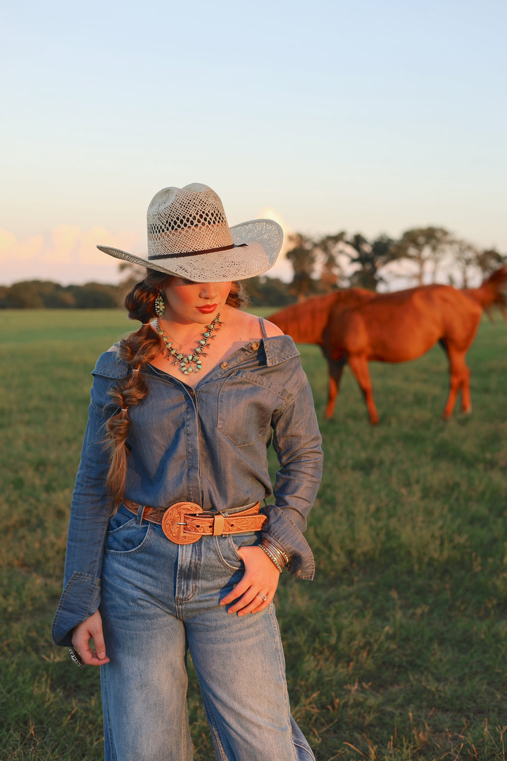 The Danni Off Shoulder Denim Top