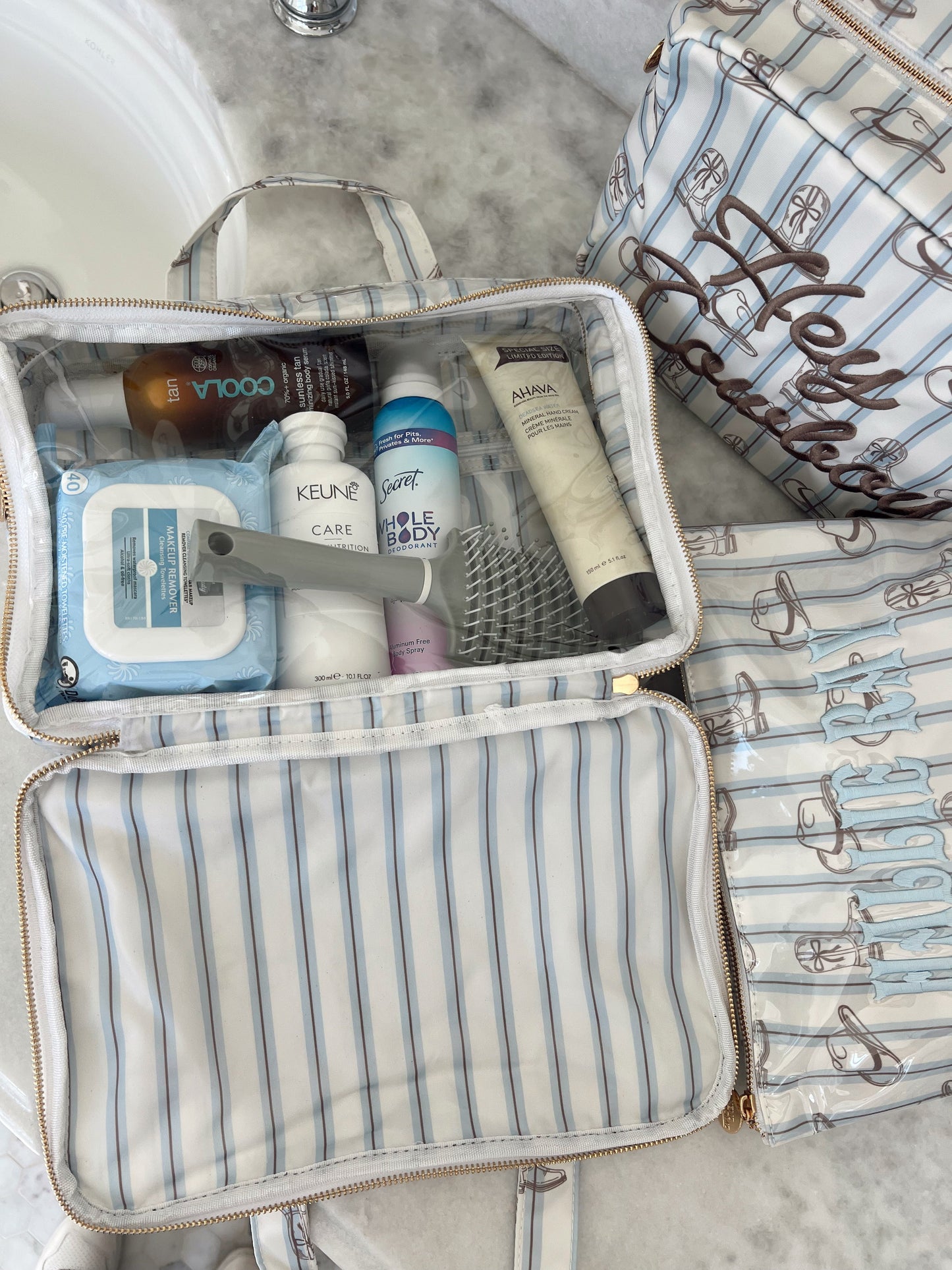 Western Blues Striped - Clear Coat Toiletry Case