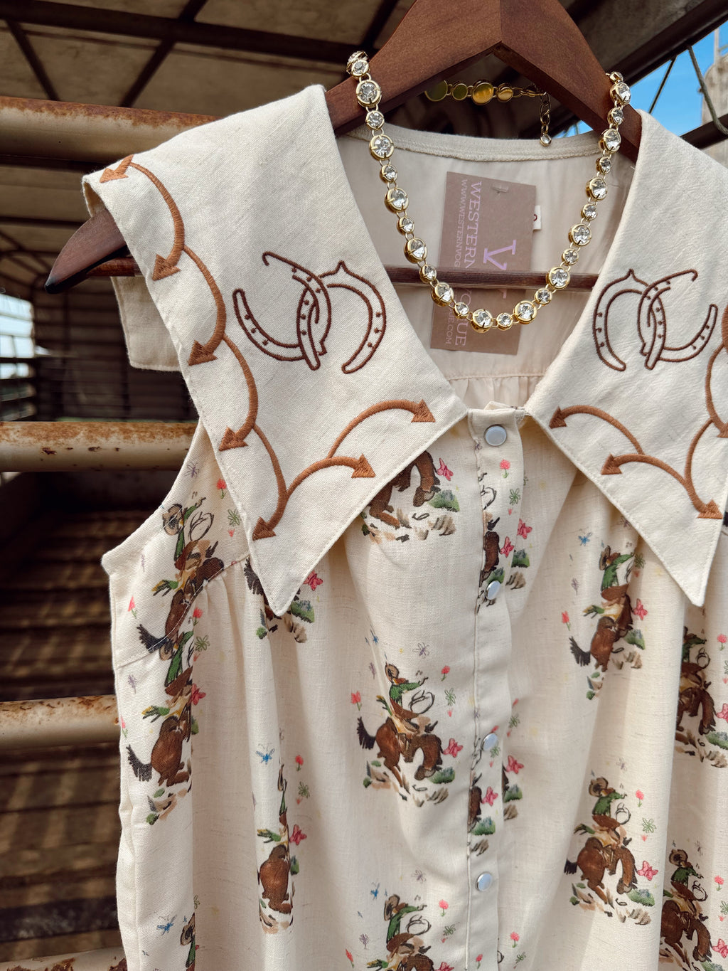 The Embroidered Cowboy Print Dress