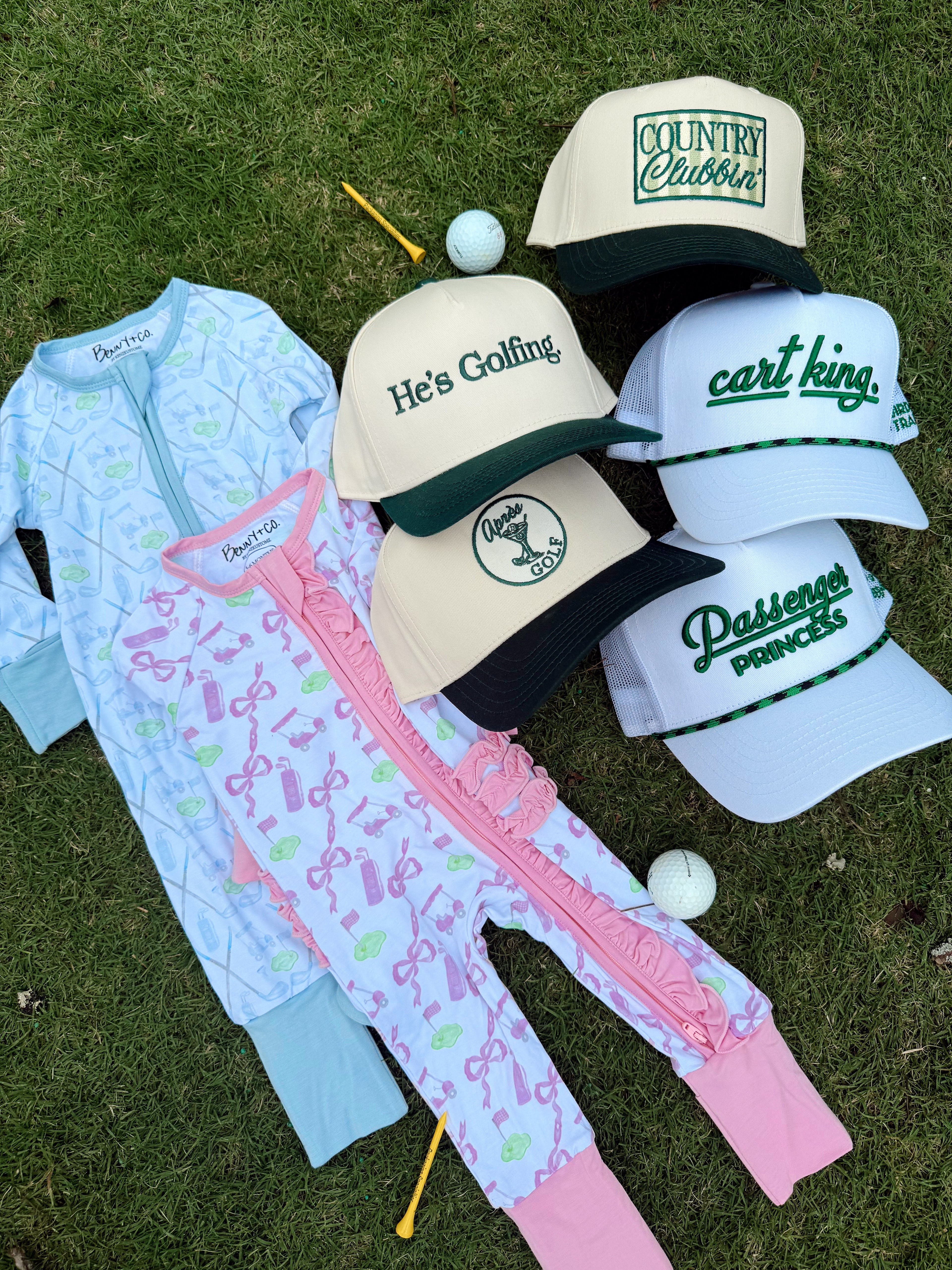 He's Golfing - Green Vintage Trucker Hat