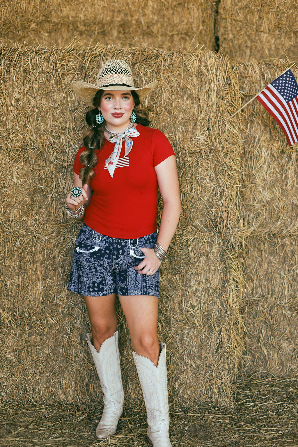 The Bandana Print Denim Shorts