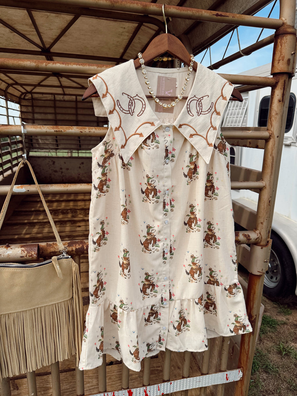 The Embroidered Cowboy Print Dress