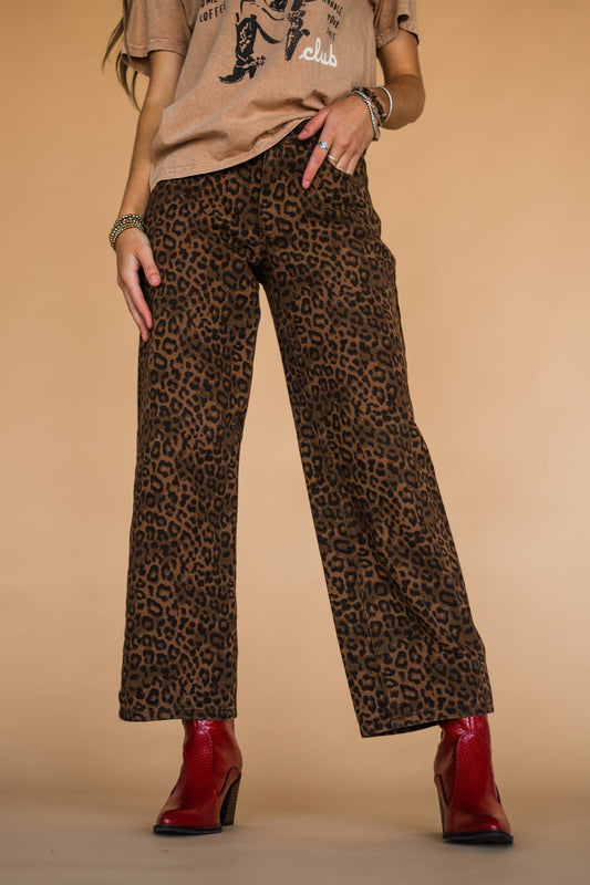 The Beckett Leopard Jean in Dark Wash