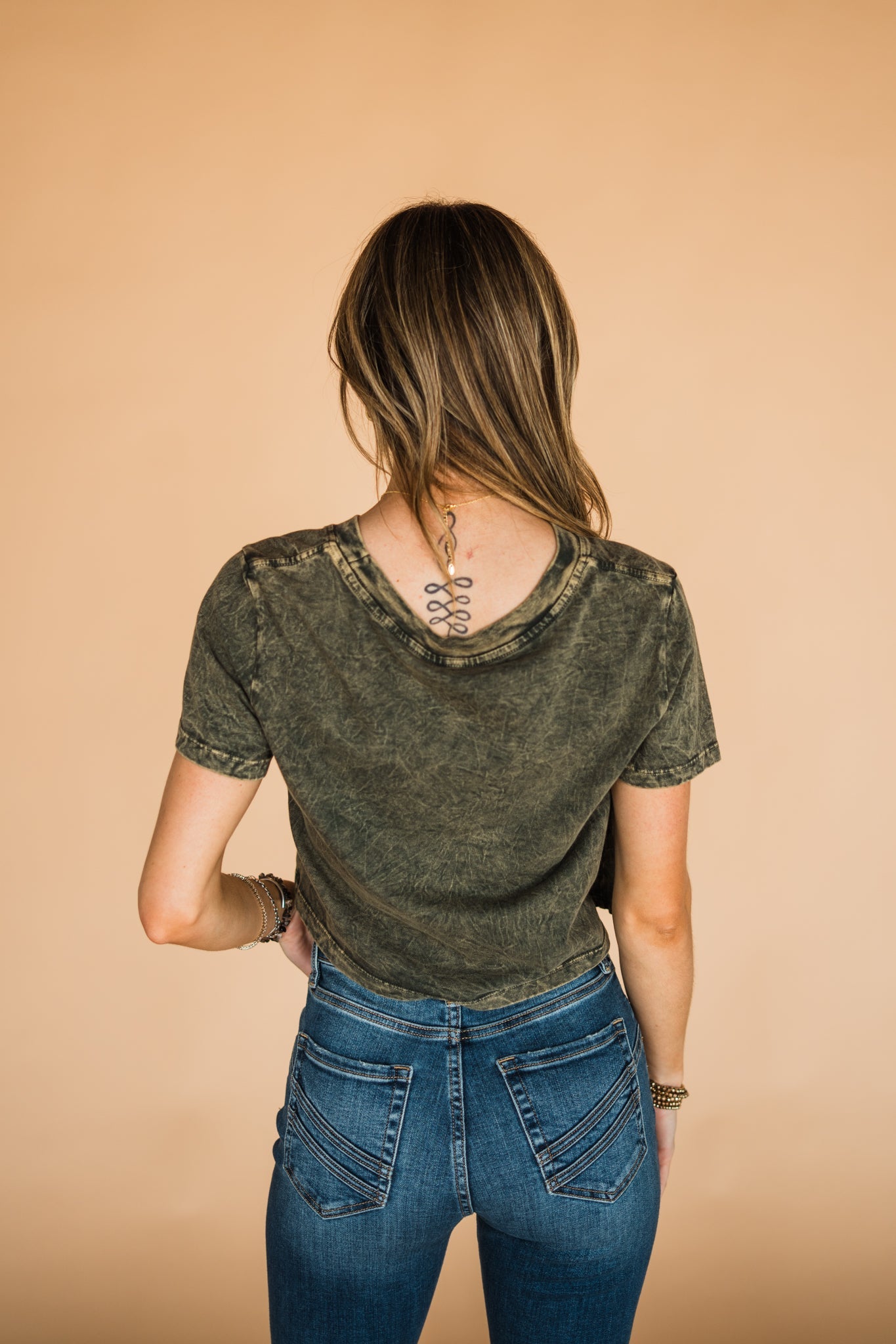 The Rodeo Retro Cropped Tee in Olive