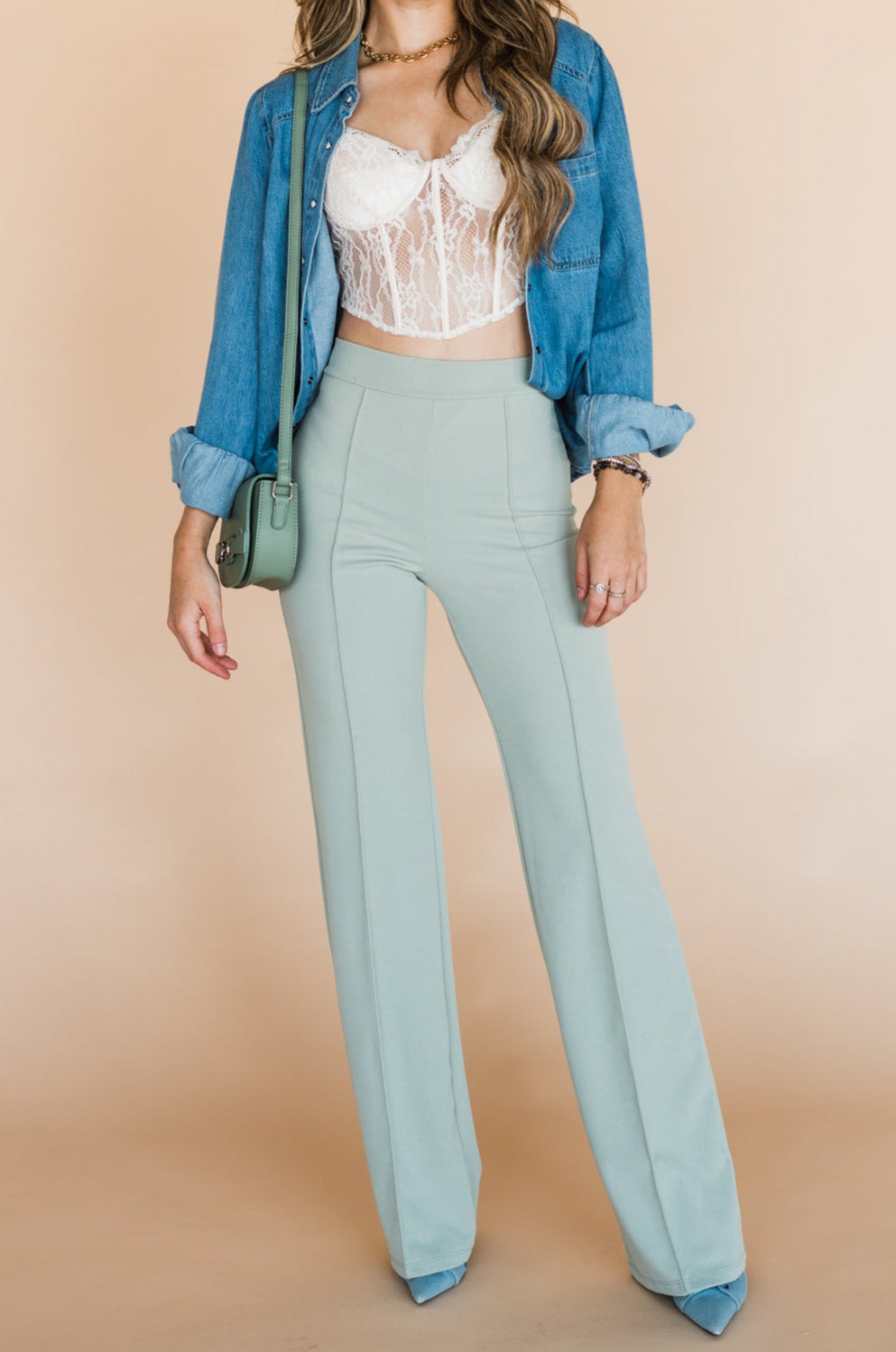 The Zoey Stretch Trouser In Sage