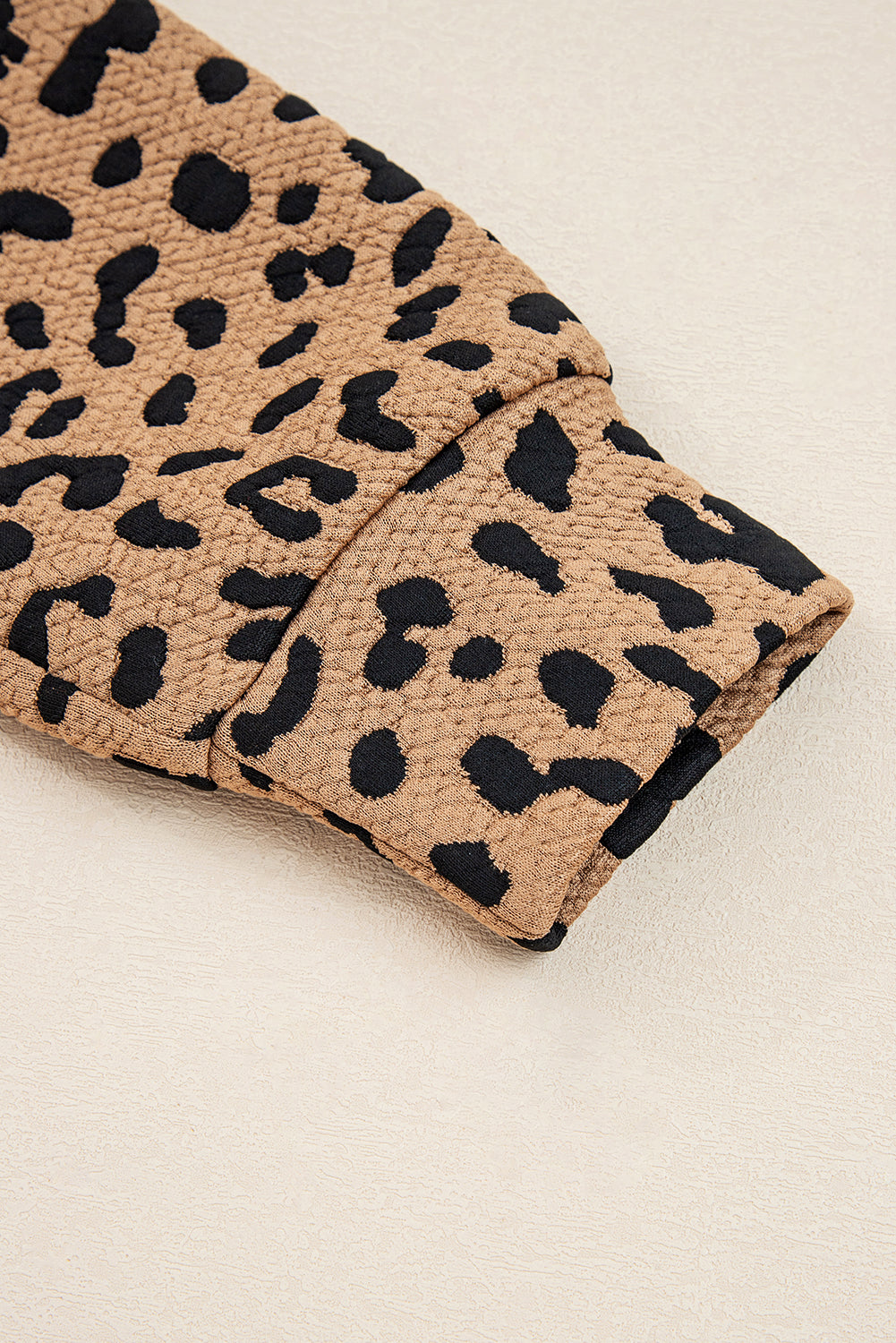 Brown Leopard Print Quarter Zip Sweatshirt
