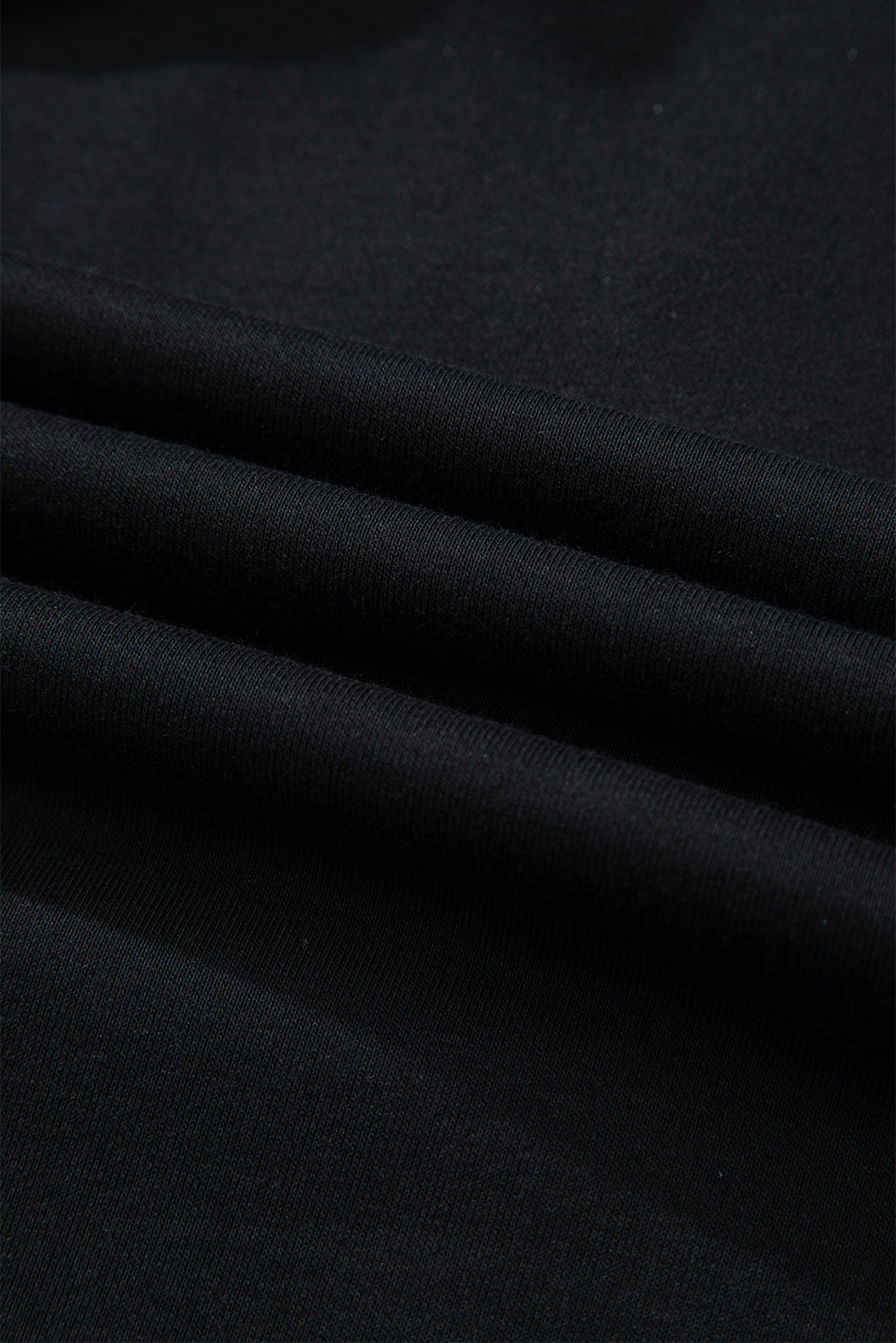 Black Color Block Patchwork Half Button Pullover and Shorts 2pcs Outfit