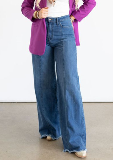The Loretta Trouser Jean in Medium Wash