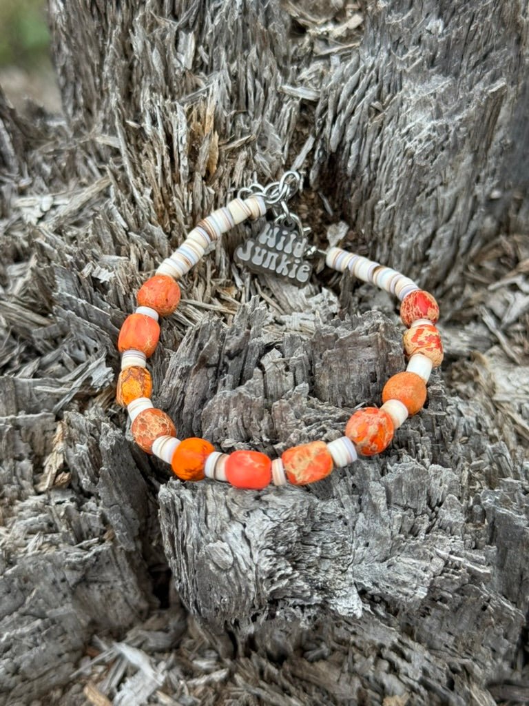 Desert Ember Beaded Shell Bracelet