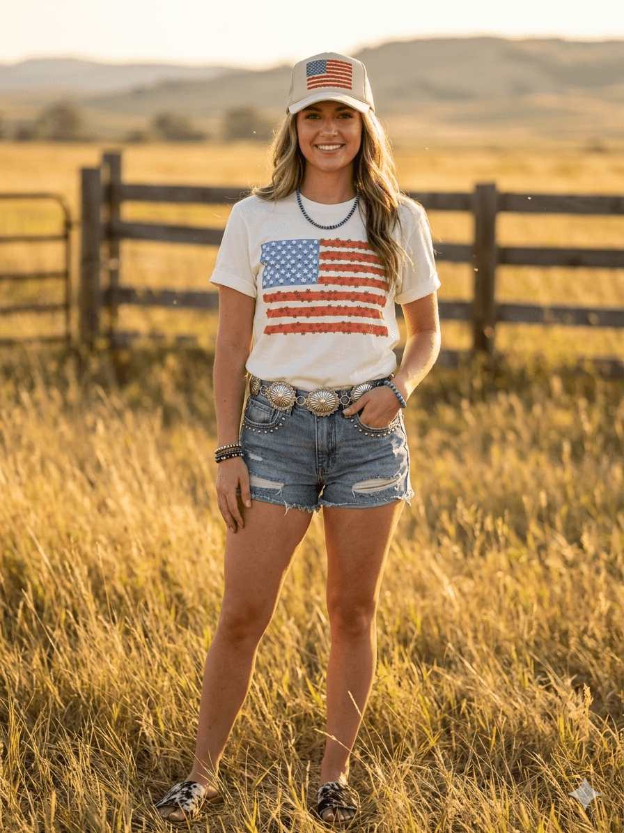 Floral American Flag Graphic Tee
