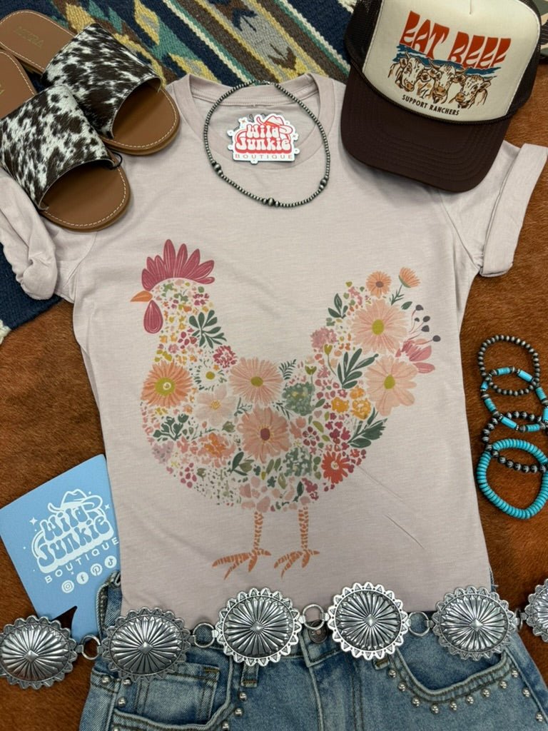 Floral Rooster Graphic Tee