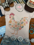 Floral Rooster Graphic Tee