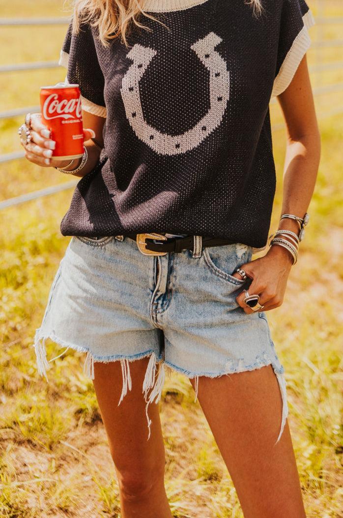 The Talia Western Concho Belt in Black