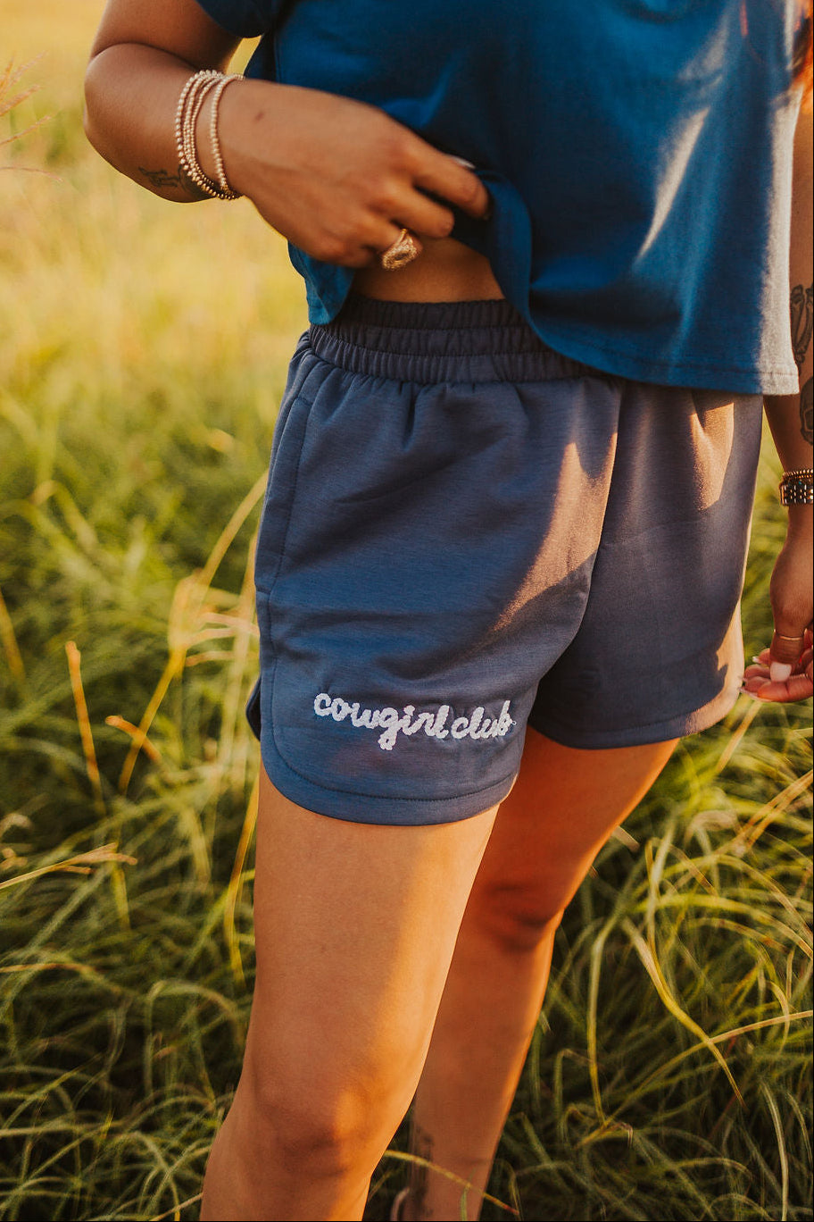 The Cowgirl Club Scuba Shorts in Indigo
