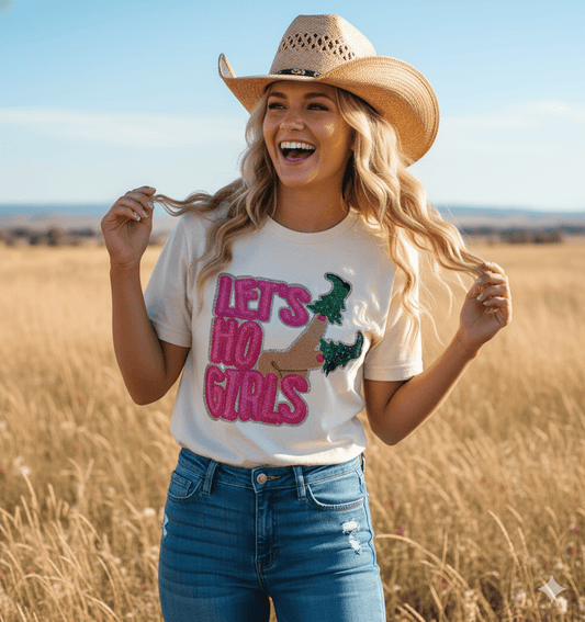 Let's Ho Girls Christmas Glitter Patch Tee