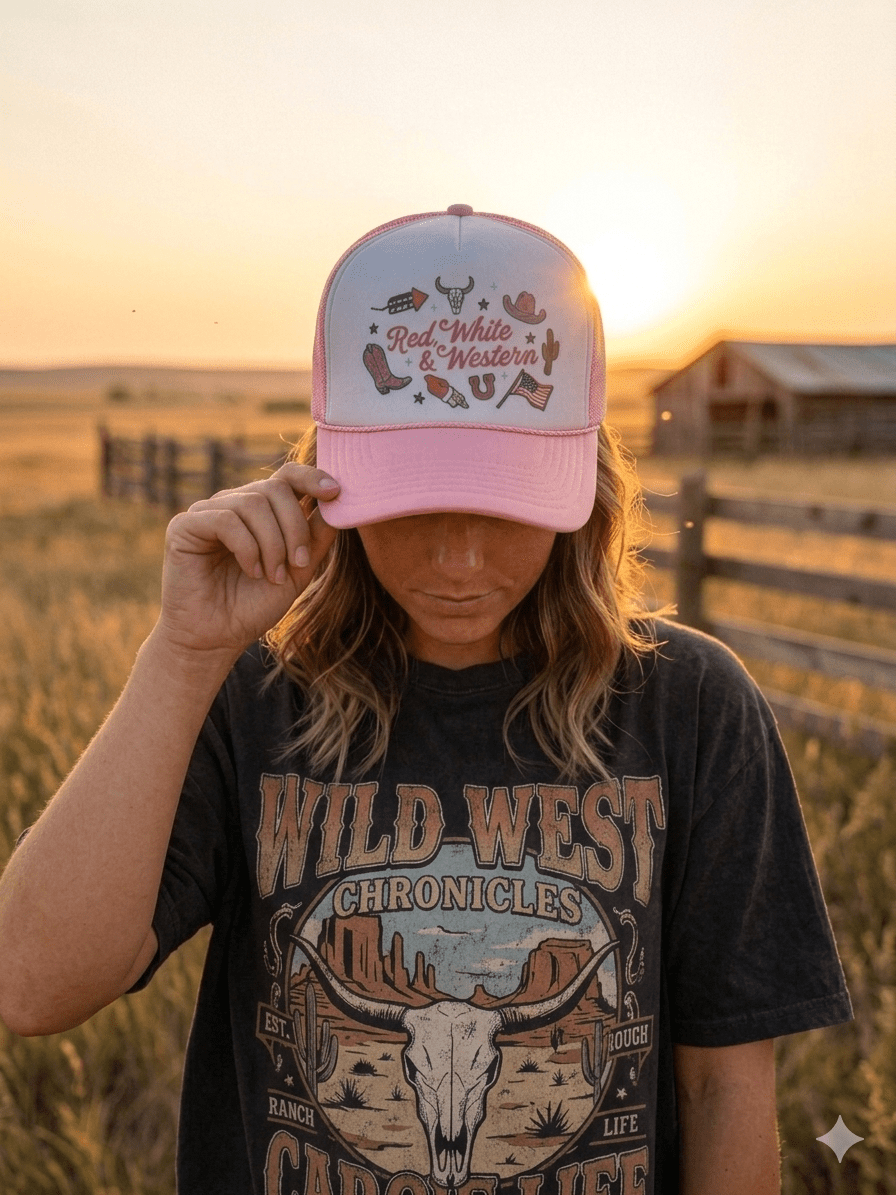 Red, White & Western Trucker Hat
