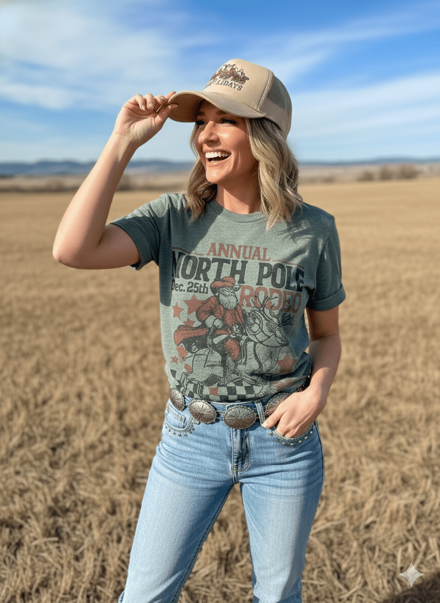 Reindeer North Pole Rodeo Graphic Tee