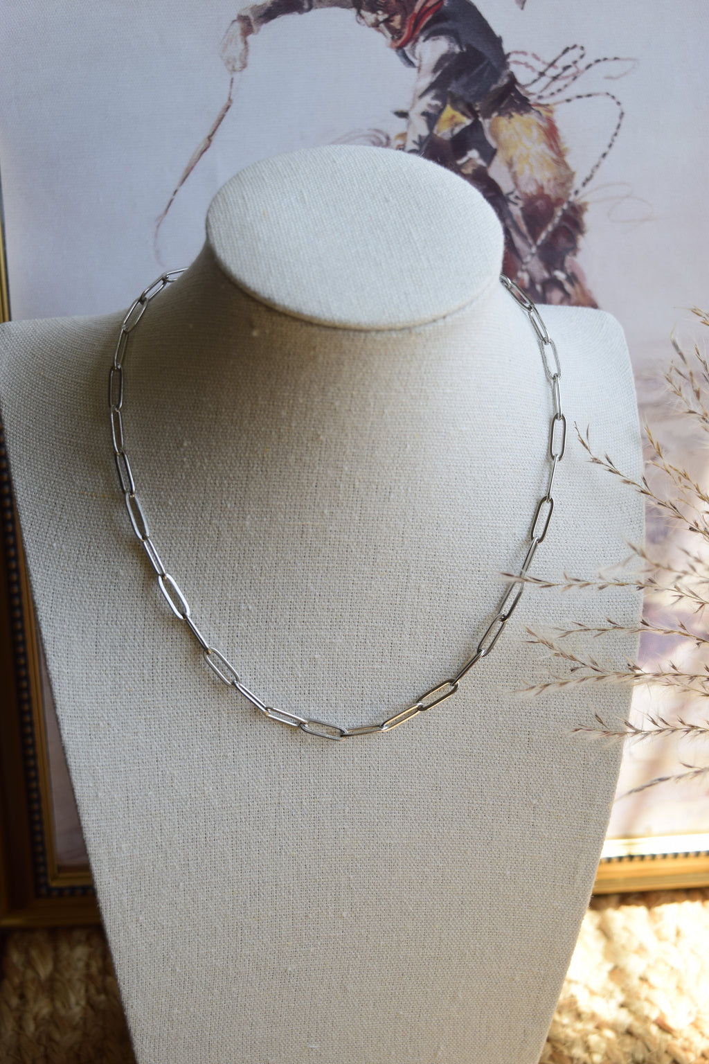Stainless steel paperclip chain necklace