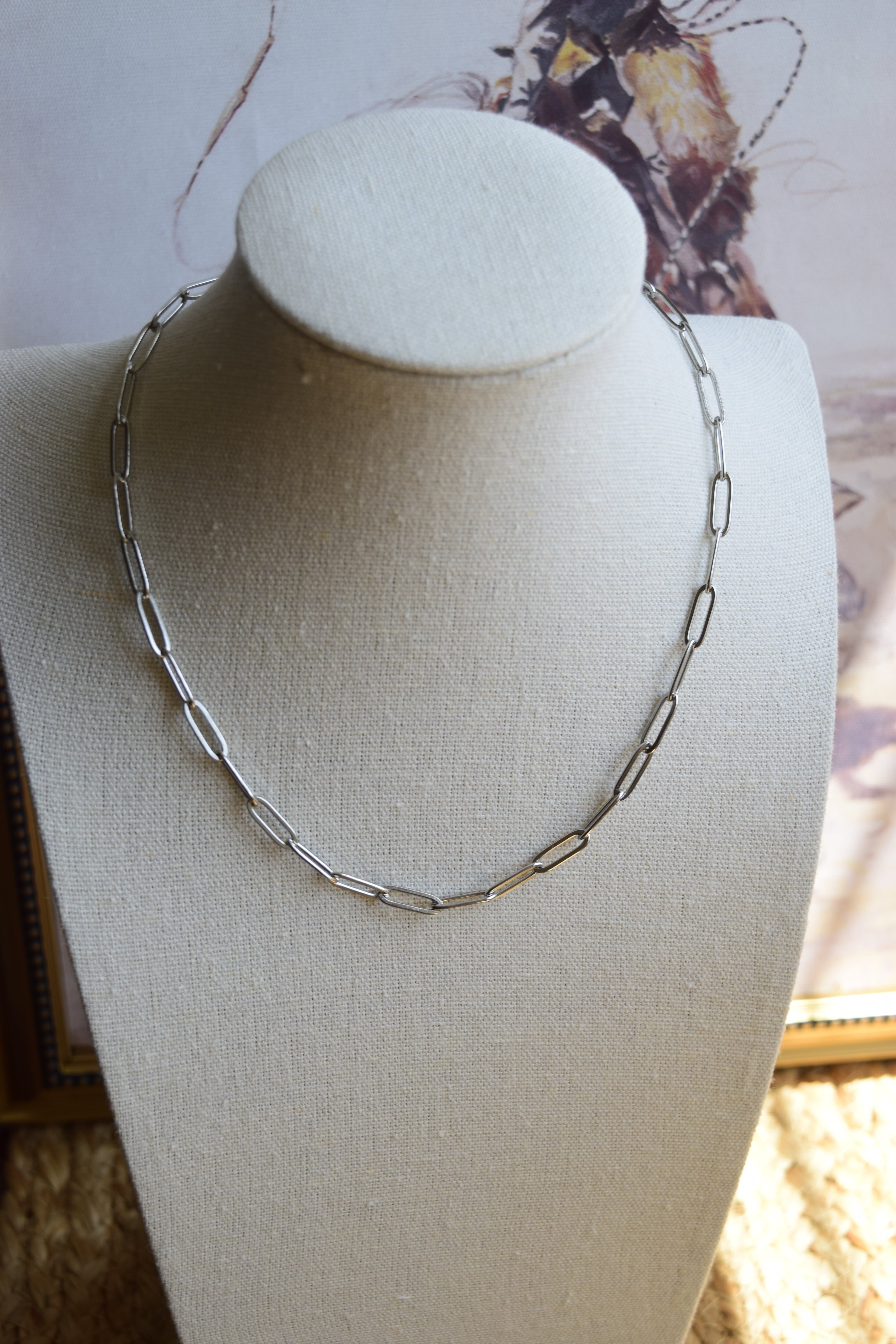 Stainless steel paperclip chain necklace