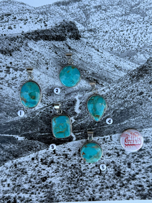 Silver Plated Mohave Turquoise Pendant
