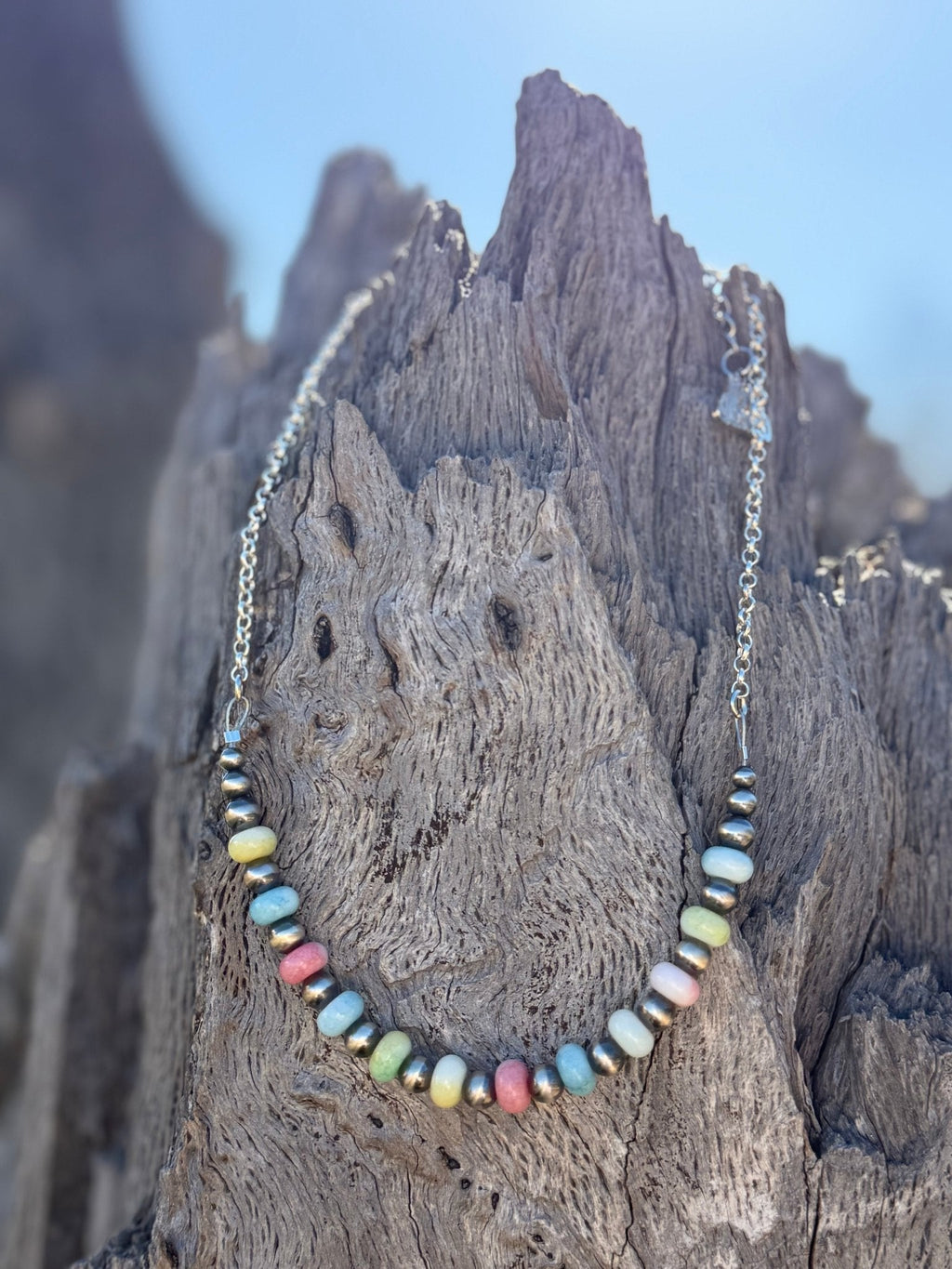 Sterling Silver Spring Pastel Opal Chain Necklace