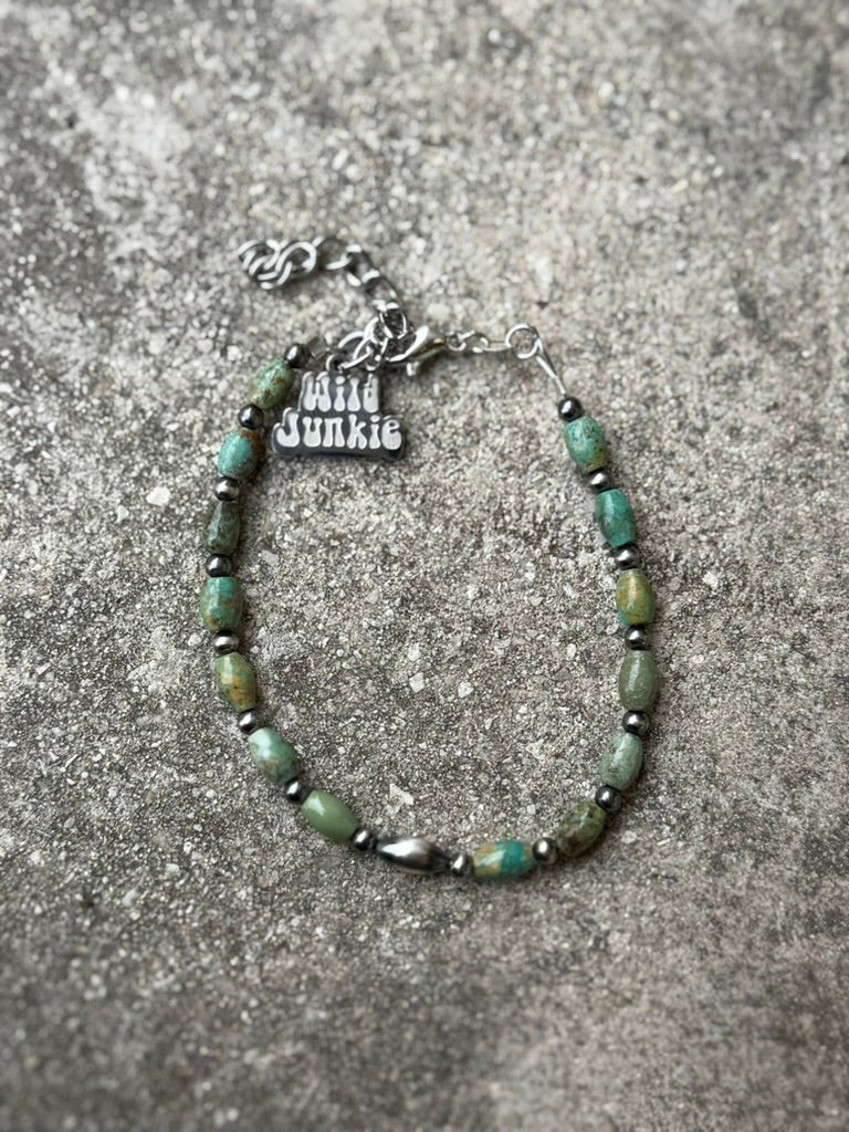 Sterling Silver Wild Spur Turquoise Beaded Bracelet
