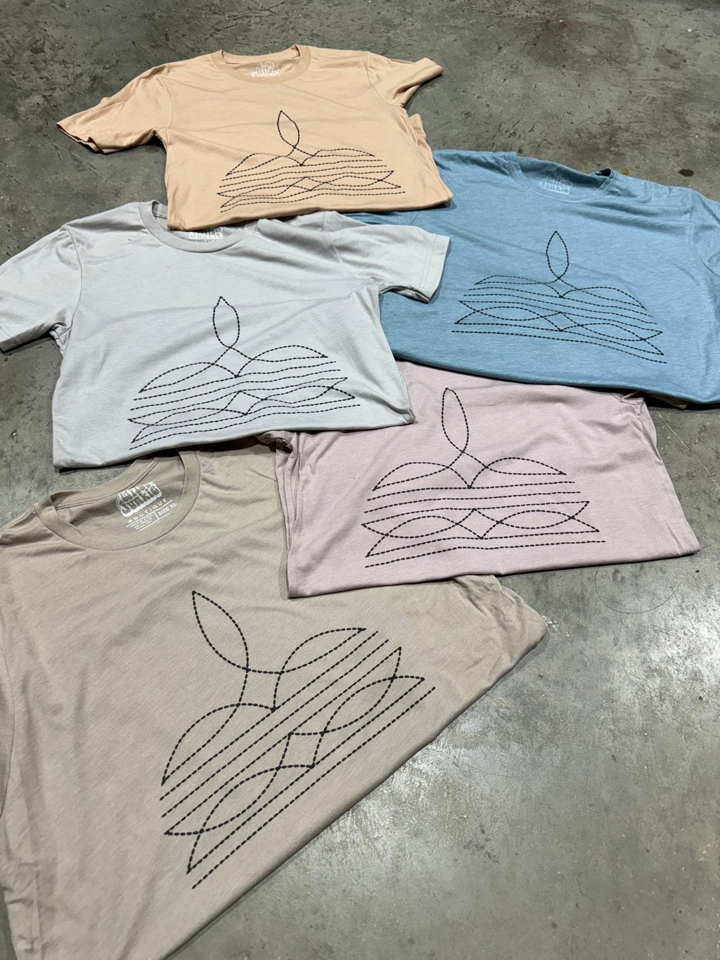 The Original, Viral Boot Stitch Western Graphic Tee - Blue