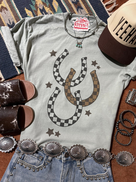 Western Checkered Horseshoe Graphic Tee