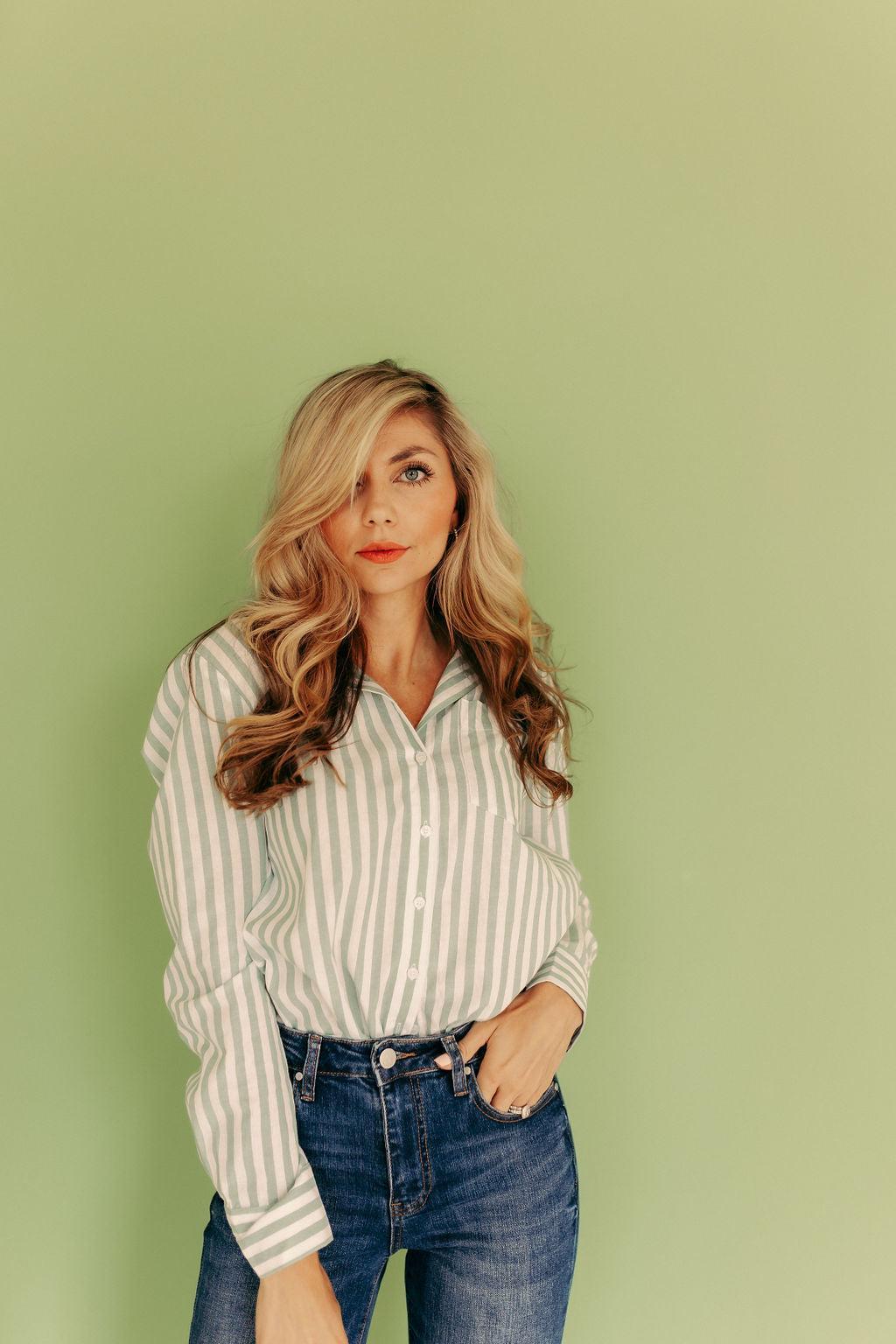 SALE The BT Button Down in Sage Green