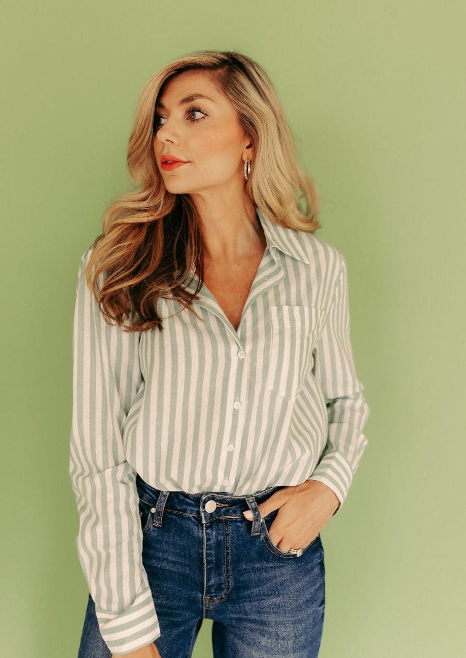 SALE The BT Button Down in Sage Green