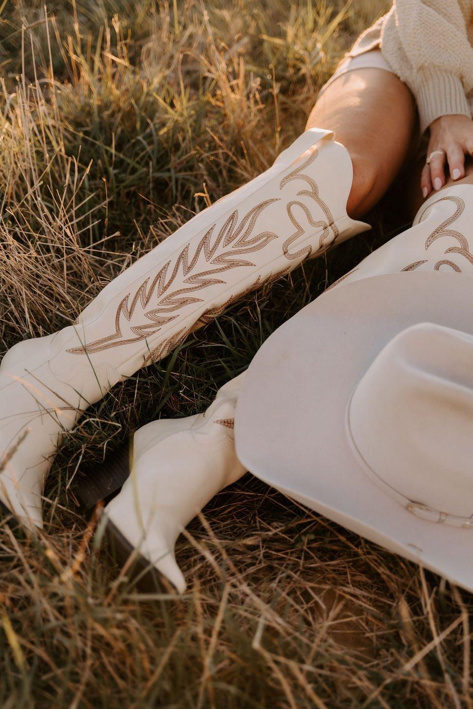 SALE The Out West Tall Cowboy Boot in Cream
