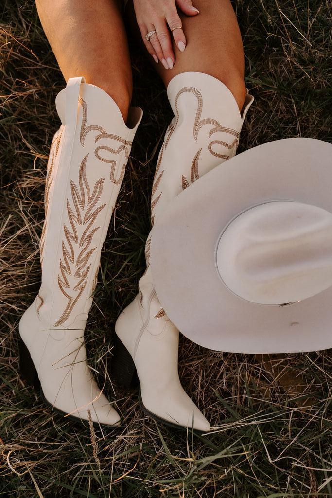 SALE The Out West Tall Cowboy Boot in Cream
