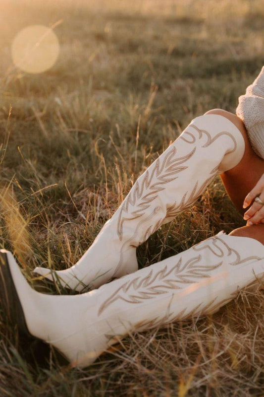 SALE The Out West Tall Cowboy Boot in Cream