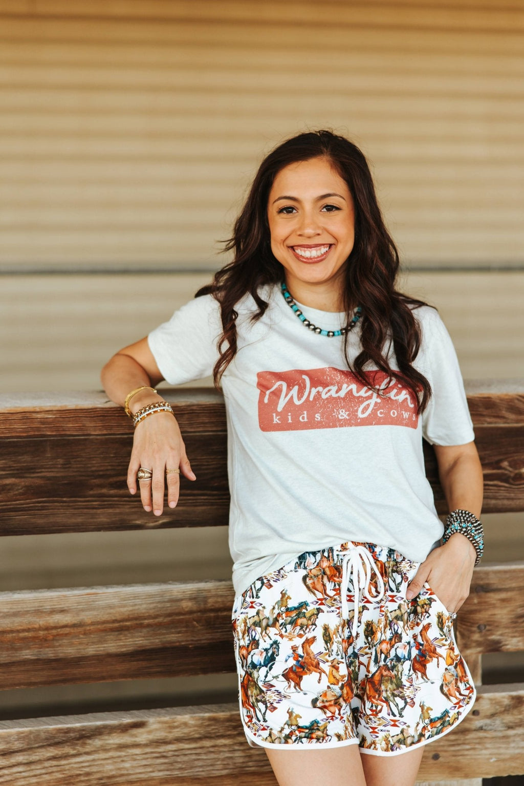 Wranglin Kids & Cows Graphic Tee - Cream