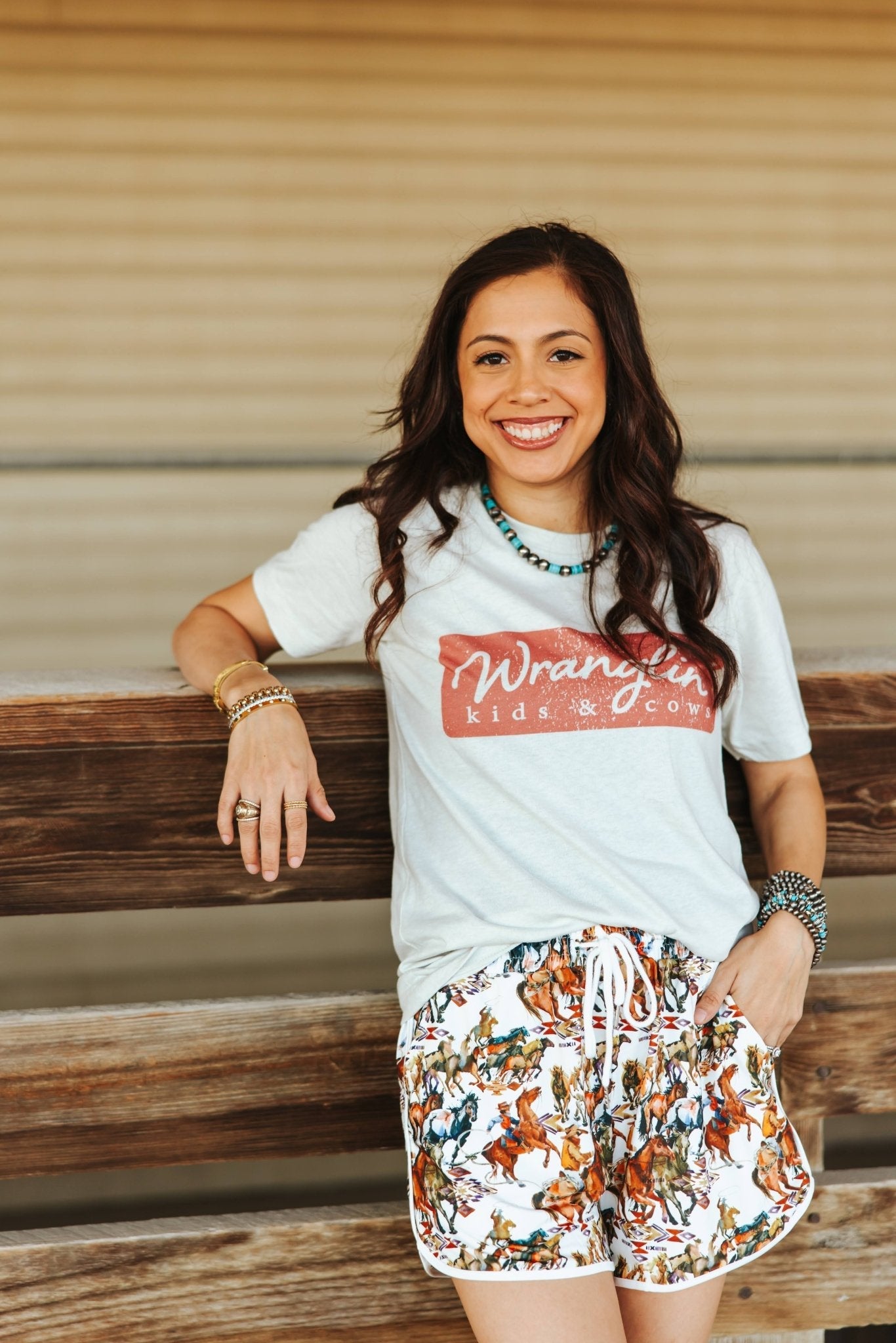 Wranglin Kids & Cows Graphic Tee - Cream